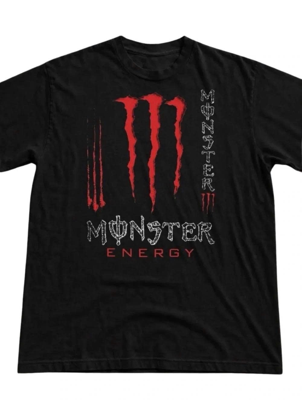 Black Short Sleeve Tee with Red Monster Logo